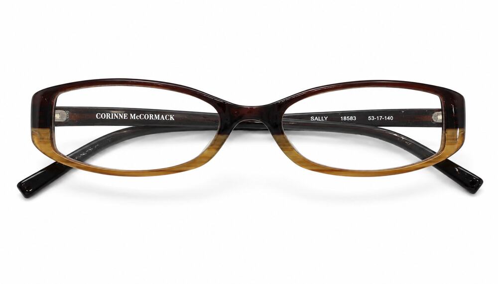 Corinne McCormack Sally 18583 Eyeglass Frames Brown Amber 53-17-140 Women